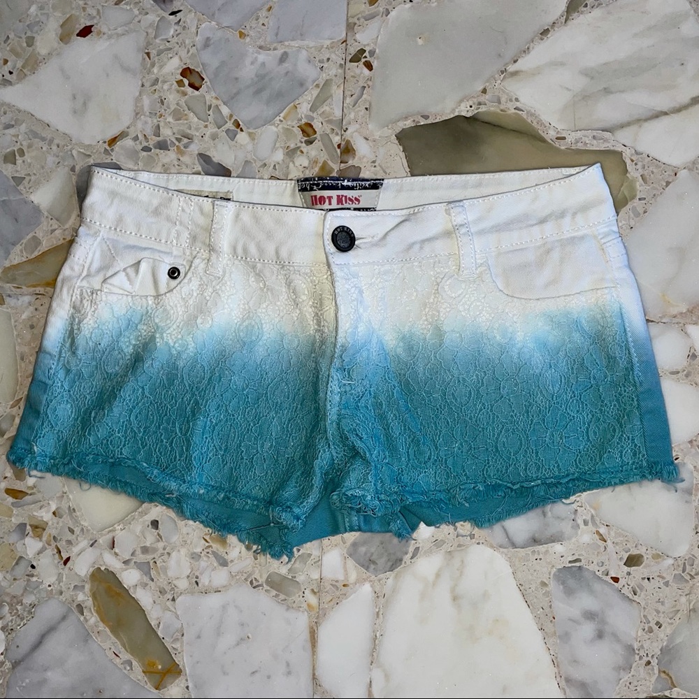 Hot Kiss Cici Short Blue and White Tie Dye Size 9